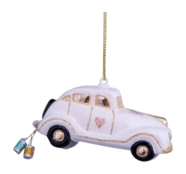 Kerstbal Vondels Ornament Glass Wedding Car Just Married 4,5 cm