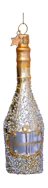 Kerstbal Vondels Ornament Gold Champagne Bottle Diamonds 16 cm