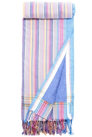Kikoy Pure Kenya Towel Stripes Blue Taupe (Badstof)