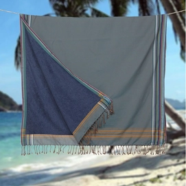 Kikoy Pure Kenya Stripes Dark Turquoise Tissu Eponge