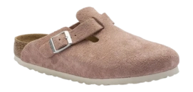 Clog Birkenstock Boston Suede Leather Unisex Pink Clay Narrow