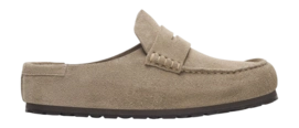 Clog Birkenstock Naples Wrapped Suede Leather Unisex Taupe Narrow