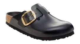 Clog Birkenstock Boston Big Buckle Natural Leather Damen Black New Dressy Leather Narrow