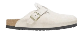 Klomp Birkenstock Boston Shearling Suede Leather Damen Antique White Regular 25