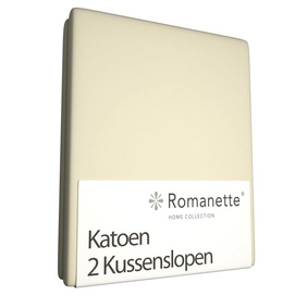 Taies d'Oreiller Romanette Beige (Coton) (Set de 2)