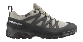 Wandelschoen Salomon Men X Ward Leather GTX Vintage Khaki Black Pewter
