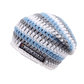 Mütze Poederbaas Long Baby Blau Grau Weiß