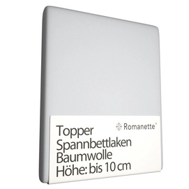 Topper Spannbettlaken Romanette Hellgrau (Baumwolle)-90 x 200 cm