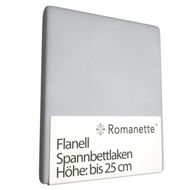 Spannbettlaken Romanette Hellgrau (Flanell)-80 x 200 cm