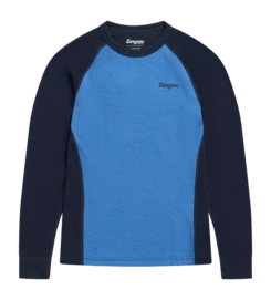 Longsleeve Bergans Kids Inner:Dual Merino Elemental Blue/Dark Shadow Grey Slim Fit