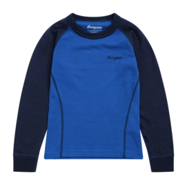 Longsleeve Bergans Kids Inner:Dual Merino Olympic Blue/Navy Blue Slim Fit