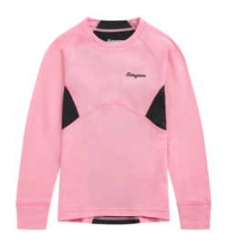 Longsleeve Bergans Kids Inner:Pure Merino Light Ruby/Dark Shadow Grey Slim Fit