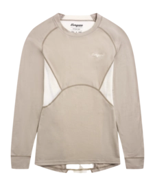 Longsleeve Bergans Women Inner:Pure Merino Sandstone/Vanilla White Slim Fit
