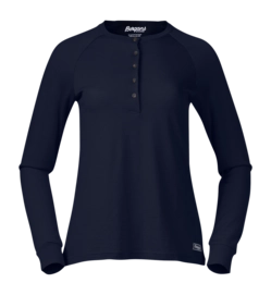Longsleeve Bergans Women Lysebu Navy Blue Henley Regular Fit