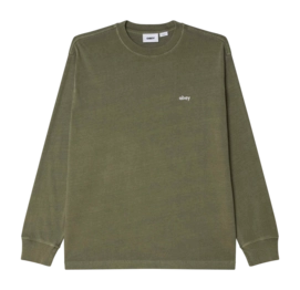 Langarmshirt Obey Lowercase Pigment Tee Herren Pigment Deep Lichen Green