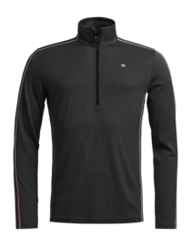 Longsleeve Ortovox Herren 185 Rocknwool Zip Neck Black Raven Regular Fit