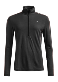 Longsleeve Ortovox Damen 185 Rocknwool Zip Neck Black Raven Regular Fit