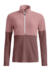 Longsleeve Ortovox Damen 185 Rocknwool Zip Neck Dusk Rose Regular Fit
