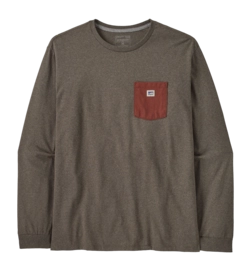 Longsleeve Patagonia Men L/S Shop Sticker Pocket Responsibili-Tee Marlow Brown