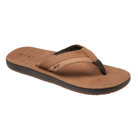 Slipper Reef Men Leather Contoured Cushion Tan