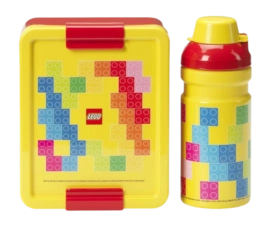 Lunchset Lego Brick Pattern Rood