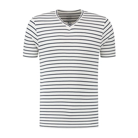 T-Shirt Blue Loop Relinen Stripe V-Neck Men Navy White-L