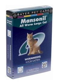Wormmiddel Ellipsoid Kat Mansonil Grote Kat 2 tabletten