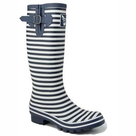 Black and white store striped rain boots