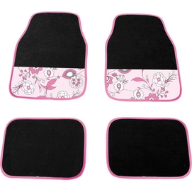 Mattenset Carpoint Uni Pink Flower (4-delig)