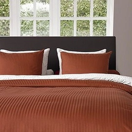 Dekbedovertrek Heckett & Lane Refined Uni Stripe Mecca Orange Satijn