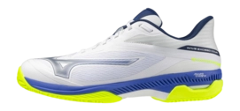 Mizuno Unisex Wave Exceed Court CC White/Dazzling Blue/Lightning Yellow