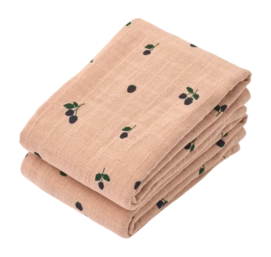 Multidoek Liewood Lewis Muslin Cloth Mini Berry / Pale Tuscany 65 x 65 cm (Set van 2)
