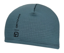 Muts Ortovox Unisex Fleece Grid Beanie Dark Arctic Blue Nauwsluitende pasvorm