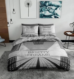 Dekbedovertrek Nightlife Big City Dreams Grey Katoen