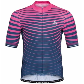 Maillot Odlo Men Stand-Up Collar S/S Full Zip Zeroweight Ceramicool Beetroot Purple / Estate Blue
