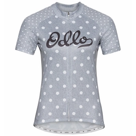Fietsshirt Odlo Women Stand-Up Collar S/S Full Zip Element Grey Melange / White-L