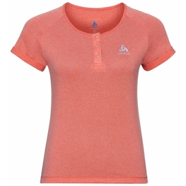 Fietsshirt Odlo Women T-Shirt S/S Crew Neck Element Hot Coral Melange-S