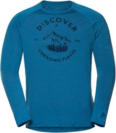 T-shirt Manches Longues Odlo Men Concord Blue Aster Discover Print