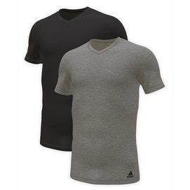 Unterhemd Adidas V-Neck Assorted Herren Black Heather Grey (2er Pack)-M