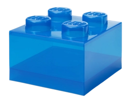 Opbergbox Lego Brick 4 Blauw Transparant
