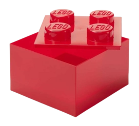 Opbergbox Lego Brick 4 Rood Transparant