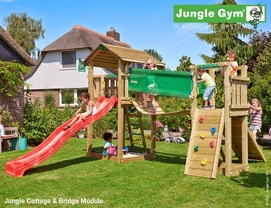 Speelset Jungle Gym Jungle Cottage + Bridge Rood