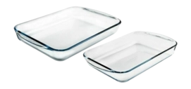 Pirofile Pyrex Must Have Kits 2,7 / 3,7 L, Set da 2 Teglie vetro, Rettangolari