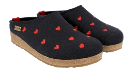 Pantoffel Haflinger Unisex Grizzly Cuoricini Mittelblau