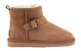 Boots Warmbat Women Wallaby Suede Double Faced Buckle Camel