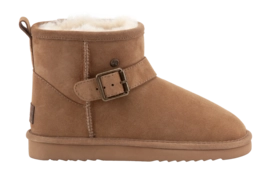 Boots Warmbat Women Wallaby Suede Double Faced Buckle Cognac