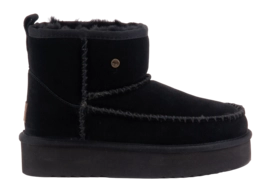 Pantoffel Warmbat Women Wallaby Suede Stitch Plateau Black