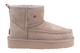 Pantoffel Warmbat Women Wallaby Suede Stitch Plateau Taupe