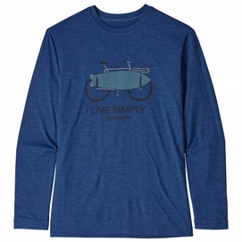 T-Shirt Patagonia Boys LS Cap Cool Daily Live Simply Amphibious Bike Superior Bleu X Dye
