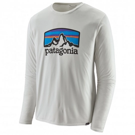 T-Shirt Patagonia Hommes LS Cap Cool Daily Graphic Shirt Fitz Roy Horizons White